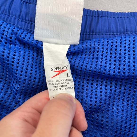 VINTAGE Y2K Speedo Swim Shorts Trunks Mens L Blue 5" Inseam Mesh Lined Swim Surf - Picture 3 of 7